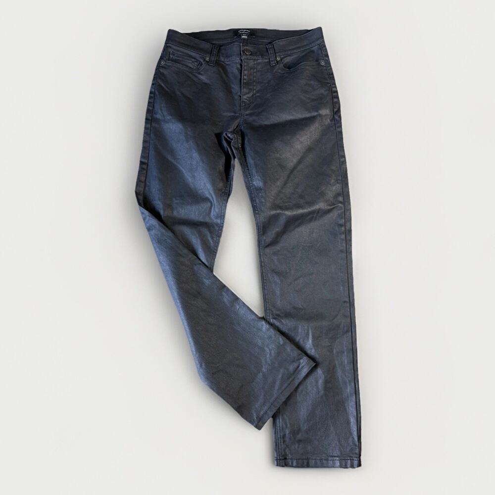 Banana Republic Sz 27/4 Mid Rise Slim Fit Coated Waxed Moto Goth Jeans Black